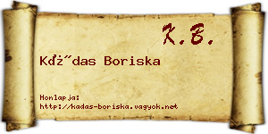 Kádas Boriska névjegykártya